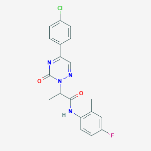 molecular formula C19H16ClFN4O2 B11309260 2-[5-(4-chlorophenyl)-3-oxo-1,2,4-triazin-2(3H)-yl]-N-(4-fluoro-2-methylphenyl)propanamide 