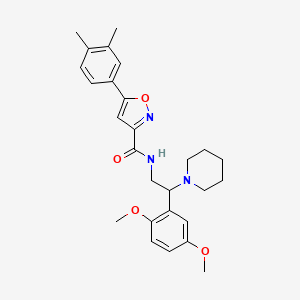 molecular formula C27H33N3O4 B11309281 N-[2-(2,5-dimethoxyphenyl)-2-(piperidin-1-yl)ethyl]-5-(3,4-dimethylphenyl)-1,2-oxazole-3-carboxamide 