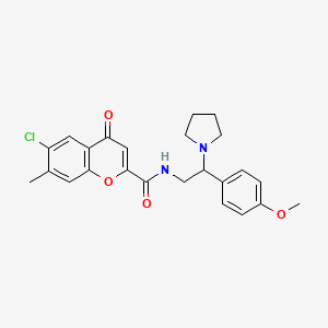 molecular formula C24H25ClN2O4 B11309327 6-chloro-N-[2-(4-methoxyphenyl)-2-(pyrrolidin-1-yl)ethyl]-7-methyl-4-oxo-4H-chromene-2-carboxamide 