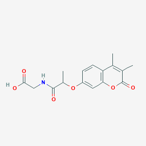 molecular formula C16H17NO6 B11309367 N-{2-[(3,4-dimethyl-2-oxo-2H-chromen-7-yl)oxy]propanoyl}glycine 