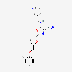 molecular formula C23H20N4O3 B11309397 2-{5-[(2,5-Dimethylphenoxy)methyl]furan-2-yl}-5-[(pyridin-3-ylmethyl)amino]-1,3-oxazole-4-carbonitrile 