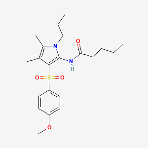 molecular formula C21H30N2O4S B11309427 N-{3-[(4-methoxyphenyl)sulfonyl]-4,5-dimethyl-1-propyl-1H-pyrrol-2-yl}pentanamide 