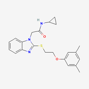 molecular formula C22H25N3O2S B11309454 N-cyclopropyl-2-(2-{[2-(3,5-dimethylphenoxy)ethyl]sulfanyl}-1H-benzimidazol-1-yl)acetamide 