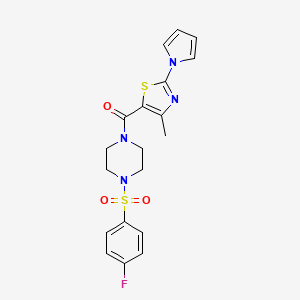 molecular formula C19H19FN4O3S2 B11309481 1-[(4-fluorophenyl)sulfonyl]-4-{[4-methyl-2-(1H-pyrrol-1-yl)-1,3-thiazol-5-yl]carbonyl}piperazine 