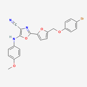 2-{5-[(4-Bromophenoxy)methyl]furan-2-yl}-5-[(4-methoxyphenyl)amino]-1,3-oxazole-4-carbonitrile