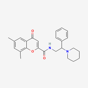 molecular formula C25H28N2O3 B11309505 6,8-dimethyl-4-oxo-N-[2-phenyl-2-(piperidin-1-yl)ethyl]-4H-chromene-2-carboxamide 