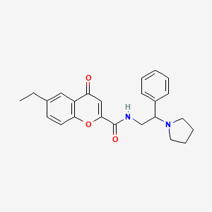 6-ethyl-4-oxo-N-[2-phenyl-2-(pyrrolidin-1-yl)ethyl]-4H-chromene-2-carboxamide