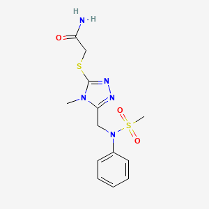 molecular formula C13H17N5O3S2 B11309514 2-[(4-methyl-5-{[(methylsulfonyl)(phenyl)amino]methyl}-4H-1,2,4-triazol-3-yl)sulfanyl]acetamide 