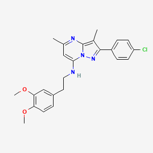 molecular formula C24H25ClN4O2 B11309535 2-(4-chlorophenyl)-N-[2-(3,4-dimethoxyphenyl)ethyl]-3,5-dimethylpyrazolo[1,5-a]pyrimidin-7-amine 