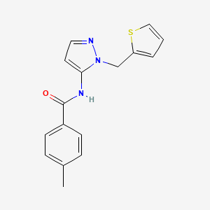 4-methyl-N-[1-(thiophen-2-ylmethyl)-1H-pyrazol-5-yl]benzamide