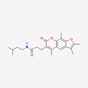 molecular formula C23H29NO4 B11309606 N-(3-Methylbutyl)-3-{2,3,5,9-tetramethyl-7-oxo-7H-furo[3,2-G]chromen-6-YL}propanamide 