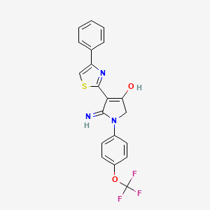 molecular formula C20H14F3N3O2S B11309651 5-amino-4-(4-phenyl-1,3-thiazol-2-yl)-1-[4-(trifluoromethoxy)phenyl]-1,2-dihydro-3H-pyrrol-3-one 