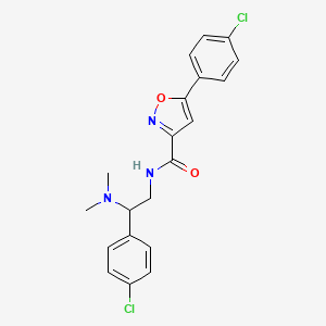 molecular formula C20H19Cl2N3O2 B11309723 5-(4-chlorophenyl)-N-[2-(4-chlorophenyl)-2-(dimethylamino)ethyl]-1,2-oxazole-3-carboxamide 