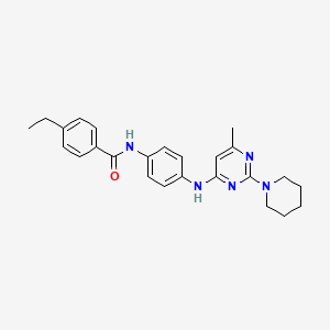 molecular formula C25H29N5O B11309755 4-Ethyl-N-(4-{[6-methyl-2-(piperidin-1-YL)pyrimidin-4-YL]amino}phenyl)benzamide 