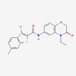 molecular formula C20H17ClN2O3S B11309833 3-chloro-N-(4-ethyl-3-oxo-3,4-dihydro-2H-1,4-benzoxazin-6-yl)-6-methyl-1-benzothiophene-2-carboxamide 