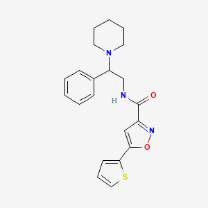 molecular formula C21H23N3O2S B11309907 N-[2-phenyl-2-(piperidin-1-yl)ethyl]-5-(thiophen-2-yl)-1,2-oxazole-3-carboxamide 