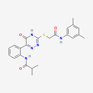 molecular formula C23H25N5O3S B11309916 N-{2-[3-({2-[(3,5-dimethylphenyl)amino]-2-oxoethyl}sulfanyl)-5-oxo-4,5-dihydro-1,2,4-triazin-6-yl]phenyl}-2-methylpropanamide 