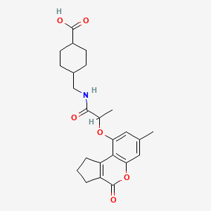 trans-4-[({2-[(7-Methyl-4-oxo-1,2,3,4-tetrahydrocyclopenta[c]chromen-9-yl)oxy]propanoyl}amino)methyl]cyclohexanecarboxylic acid