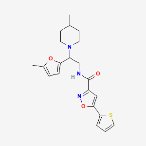 N-[2-(5-methylfuran-2-yl)-2-(4-methylpiperidin-1-yl)ethyl]-5-(thiophen-2-yl)-1,2-oxazole-3-carboxamide