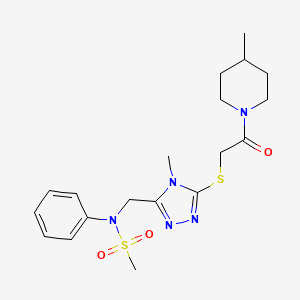 N-[(4-methyl-5-{[2-(4-methylpiperidin-1-yl)-2-oxoethyl]sulfanyl}-4H-1,2,4-triazol-3-yl)methyl]-N-phenylmethanesulfonamide