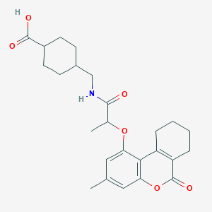 molecular formula C25H31NO6 B11310155 trans-4-[({2-[(3-methyl-6-oxo-7,8,9,10-tetrahydro-6H-benzo[c]chromen-1-yl)oxy]propanoyl}amino)methyl]cyclohexanecarboxylic acid 