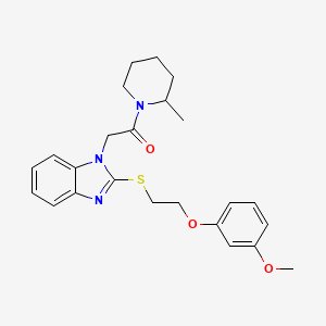 molecular formula C24H29N3O3S B11310156 2-(2-{[2-(3-methoxyphenoxy)ethyl]sulfanyl}-1H-benzimidazol-1-yl)-1-(2-methylpiperidin-1-yl)ethanone 