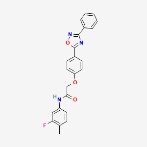 molecular formula C23H18FN3O3 B11310210 N-(3-fluoro-4-methylphenyl)-2-[4-(3-phenyl-1,2,4-oxadiazol-5-yl)phenoxy]acetamide 