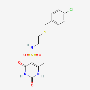 molecular formula C14H16ClN3O4S2 B11310236 N-{2-[(4-chlorobenzyl)sulfanyl]ethyl}-2-hydroxy-4-methyl-6-oxo-1,6-dihydropyrimidine-5-sulfonamide 