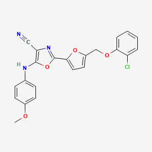 2-{5-[(2-Chlorophenoxy)methyl]furan-2-yl}-5-[(4-methoxyphenyl)amino]-1,3-oxazole-4-carbonitrile