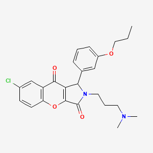 molecular formula C25H27ClN2O4 B11310264 7-Chloro-2-[3-(dimethylamino)propyl]-1-(3-propoxyphenyl)-1,2-dihydrochromeno[2,3-c]pyrrole-3,9-dione 