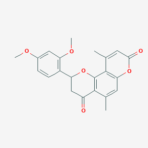 molecular formula C22H20O6 B11310299 2-(2,4-dimethoxyphenyl)-5,10-dimethyl-2,3-dihydro-4H,8H-pyrano[2,3-f]chromene-4,8-dione 