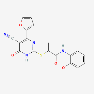 2-{[5-Cyano-4-(furan-2-YL)-6-oxo-1,6-dihydropyrimidin-2-YL]sulfanyl}-N-(2-methoxyphenyl)propanamide