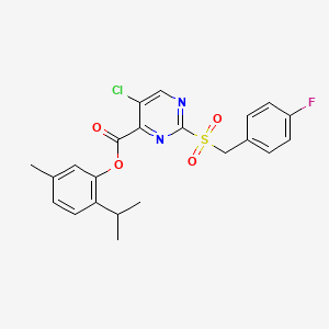 5-Methyl-2-(propan-2-yl)phenyl 5-chloro-2-[(4-fluorobenzyl)sulfonyl]pyrimidine-4-carboxylate