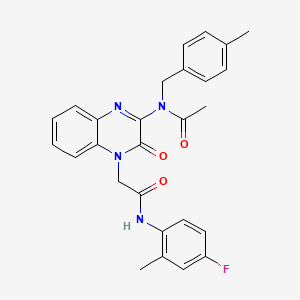 molecular formula C27H25FN4O3 B11310321 N-(4-{2-[(4-fluoro-2-methylphenyl)amino]-2-oxoethyl}-3-oxo-3,4-dihydroquinoxalin-2-yl)-N-(4-methylbenzyl)acetamide 