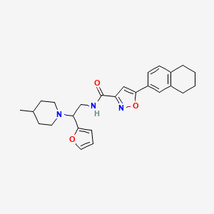 molecular formula C26H31N3O3 B11310378 N-[2-(furan-2-yl)-2-(4-methylpiperidin-1-yl)ethyl]-5-(5,6,7,8-tetrahydronaphthalen-2-yl)-1,2-oxazole-3-carboxamide 