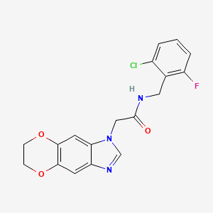 molecular formula C18H15ClFN3O3 B11310422 N-(2-chloro-6-fluorobenzyl)-2-(6,7-dihydro-1H-[1,4]dioxino[2,3-f]benzimidazol-1-yl)acetamide 