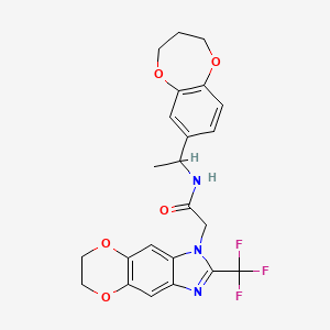 N-[1-(3,4-dihydro-2H-1,5-benzodioxepin-7-yl)ethyl]-2-[2-(trifluoromethyl)-6,7-dihydro-1H-[1,4]dioxino[2,3-f]benzimidazol-1-yl]acetamide