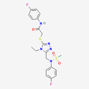 molecular formula C20H21F2N5O3S2 B11310468 2-[(4-ethyl-5-{[(4-fluorophenyl)(methylsulfonyl)amino]methyl}-4H-1,2,4-triazol-3-yl)sulfanyl]-N-(4-fluorophenyl)acetamide 