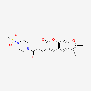 molecular formula C23H28N2O6S B11310470 2,3,5,9-tetramethyl-6-{3-[4-(methylsulfonyl)piperazin-1-yl]-3-oxopropyl}-7H-furo[3,2-g]chromen-7-one 