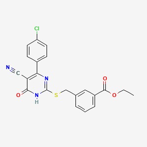 Ethyl 3-({[4-(4-chlorophenyl)-5-cyano-6-oxo-1,6-dihydropyrimidin-2-YL]sulfanyl}methyl)benzoate