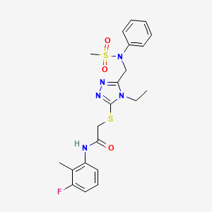 molecular formula C21H24FN5O3S2 B11310498 2-[(4-ethyl-5-{[(methylsulfonyl)(phenyl)amino]methyl}-4H-1,2,4-triazol-3-yl)sulfanyl]-N-(3-fluoro-2-methylphenyl)acetamide 