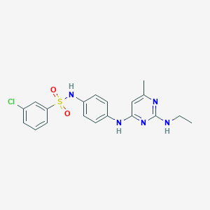 molecular formula C19H20ClN5O2S B11310540 3-chloro-N-(4-((2-(ethylamino)-6-methylpyrimidin-4-yl)amino)phenyl)benzenesulfonamide 