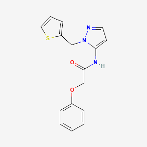 molecular formula C16H15N3O2S B11310553 2-phenoxy-N-[1-(thiophen-2-ylmethyl)-1H-pyrazol-5-yl]acetamide 