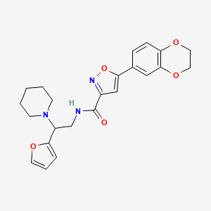 5-(2,3-dihydro-1,4-benzodioxin-6-yl)-N-[2-(furan-2-yl)-2-(piperidin-1-yl)ethyl]-1,2-oxazole-3-carboxamide