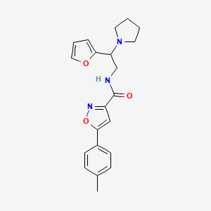 molecular formula C21H23N3O3 B11310621 N-[2-(furan-2-yl)-2-(pyrrolidin-1-yl)ethyl]-5-(4-methylphenyl)-1,2-oxazole-3-carboxamide 