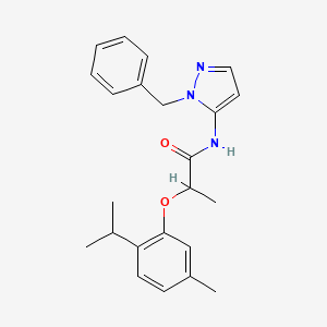 molecular formula C23H27N3O2 B11310667 N-(1-benzyl-1H-pyrazol-5-yl)-2-[5-methyl-2-(propan-2-yl)phenoxy]propanamide 