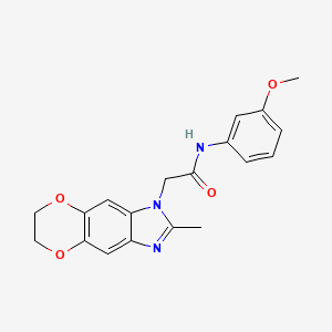 molecular formula C19H19N3O4 B11310727 N-(3-methoxyphenyl)-2-(2-methyl-6,7-dihydro-1H-[1,4]dioxino[2,3-f]benzimidazol-1-yl)acetamide 