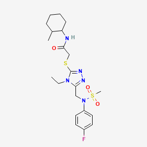 2-[(4-ethyl-5-{[(4-fluorophenyl)(methylsulfonyl)amino]methyl}-4H-1,2,4-triazol-3-yl)sulfanyl]-N-(2-methylcyclohexyl)acetamide