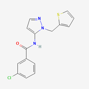 3-chloro-N-[1-(thiophen-2-ylmethyl)-1H-pyrazol-5-yl]benzamide