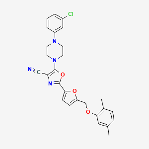 5-[4-(3-Chlorophenyl)piperazin-1-yl]-2-{5-[(2,5-dimethylphenoxy)methyl]furan-2-yl}-1,3-oxazole-4-carbonitrile